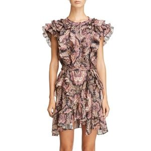 ISABEL MARANT Paisley Print Ruffle Trim Dress